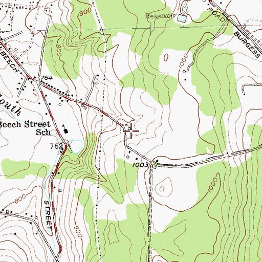 Topographic Map of Woodward Cemetery, VT