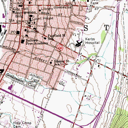 Topographic Map of Barlow Street Playground, VT