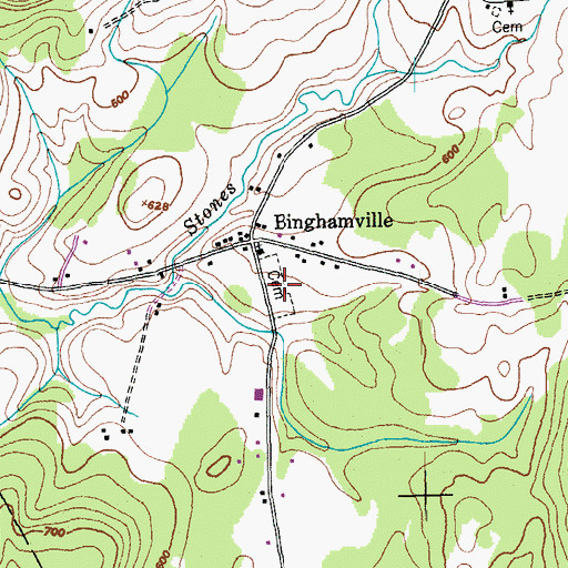 Topographic Map of Binghamville Cemetery, VT
