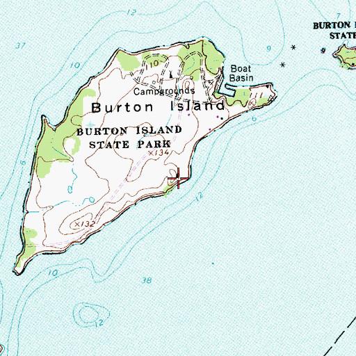 Topographic Map of Burton Island State Park Nature Center, VT