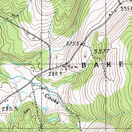 Topographic Map of Cook Cemetery, VT
