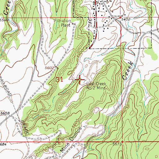 Topographic Map of Coal Creek Number 2 Mine, CO