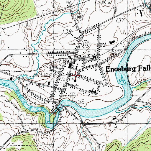 Topographic Map of Enosburg Falls Post Office, VT