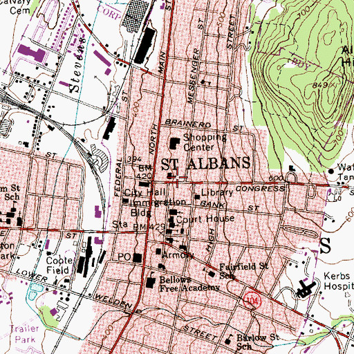 Topographic Map of First Baptist Church, VT