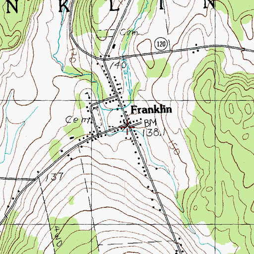 Topographic Map of Franklin Post Office, VT