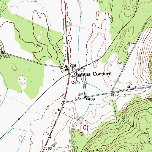 Topographic Map of Greens Corner Cemetery, VT