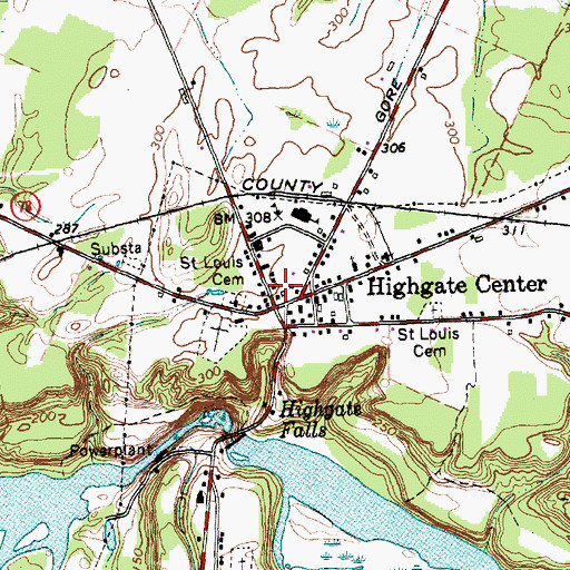Topographic Map of Highgate Center Post Office, VT