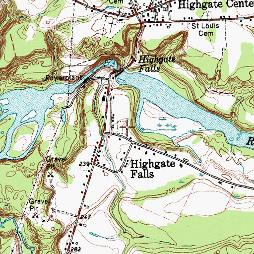 Topographic Map of Highgate Falls Cemetery, VT