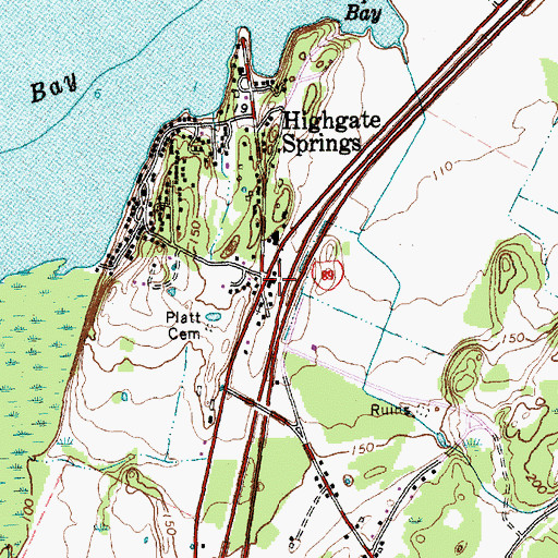 Topographic Map of Highgate Springs Post Office, VT