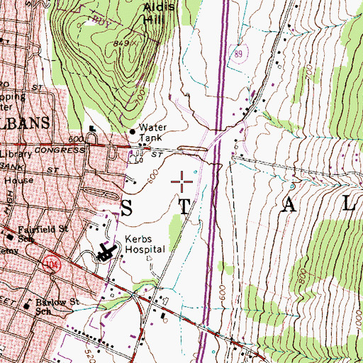 Topographic Map of Hill Farm Estates, VT