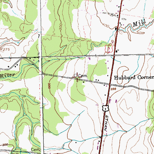Topographic Map of Hubbard Cemetery, VT