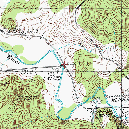 Topographic Map of Longley Covered Bridge, VT