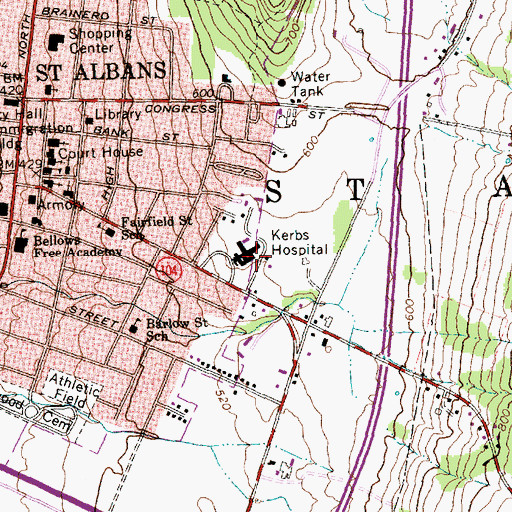 Topographic Map of Northwestern Medical Center Information Center, VT