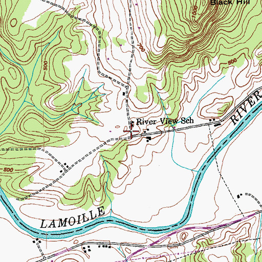Topographic Map of River Road Cemetery, VT
