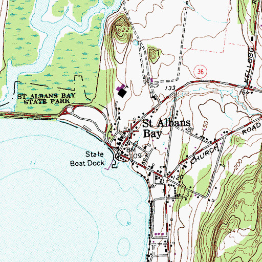 Topographic Map of Saint Albans Bay Post Office, VT