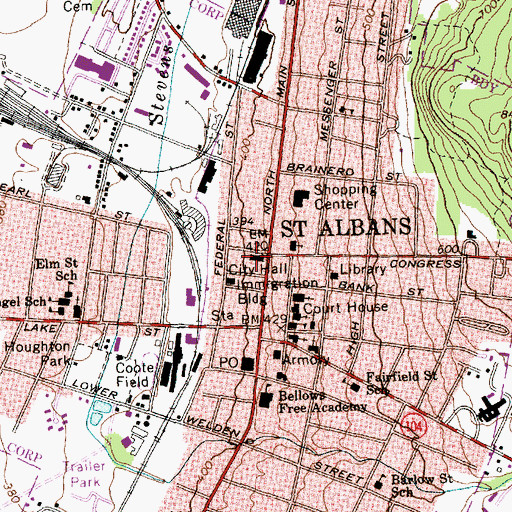 Topographic Map of Saint Albans City Hall, VT