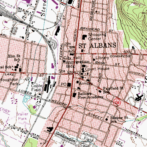 Topographic Map of Saint Albans Historic District, VT
