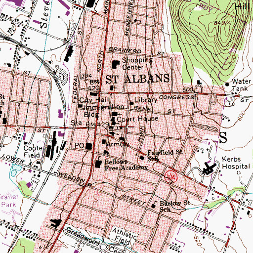 Topographic Map of Saint Lukes Episcopal Church, VT