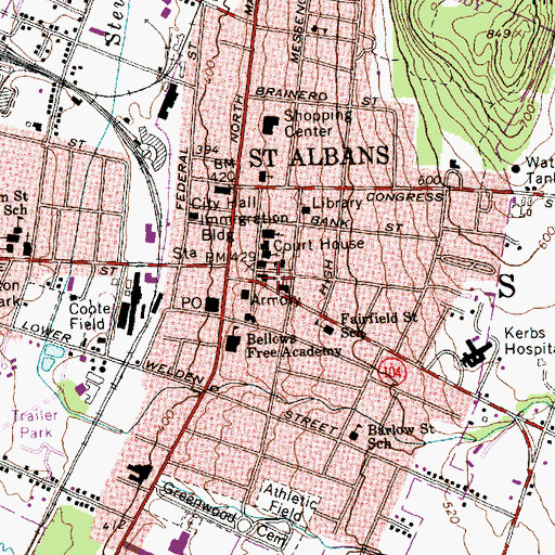Topographic Map of Saint Pauls United Methodist Church, VT