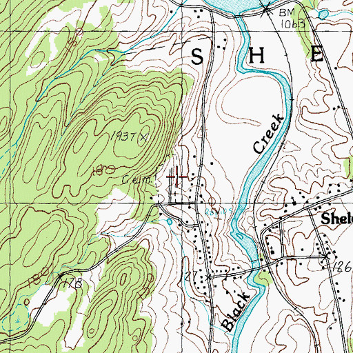 Topographic Map of Sheldon Cemetery, VT