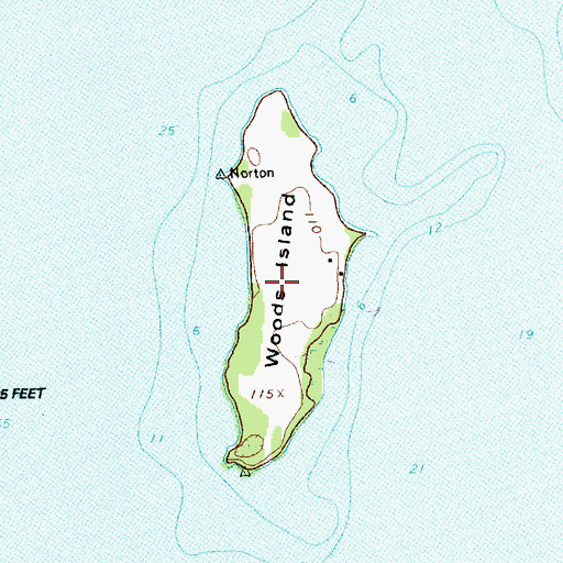 Topographic Map of Woods Island State Park, VT