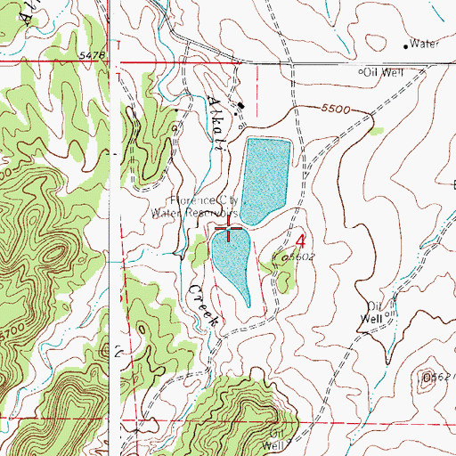 Topographic Map of Florence City Water Reservoirs, CO