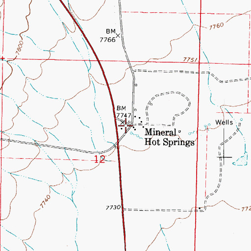 Topographic Map of Mineral Hot Springs, CO