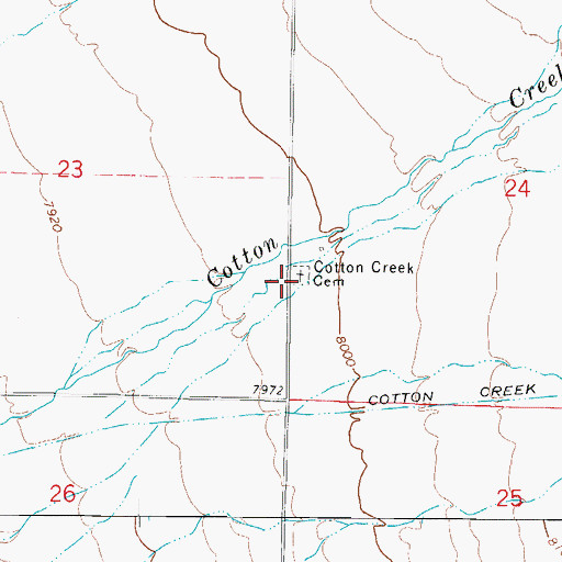 Topographic Map of Cotton Creek Cemetery, CO