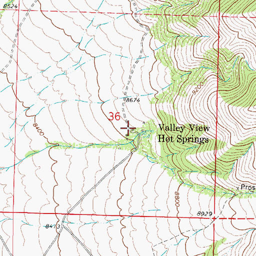 Topographic Map of Valley View Hot Springs, CO