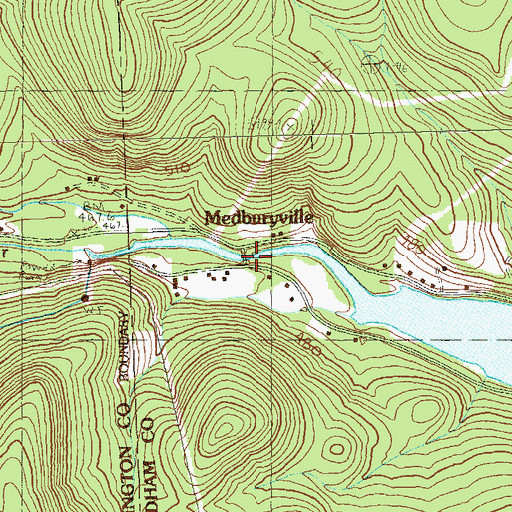Topographic Map of Medburyville Bridge, VT