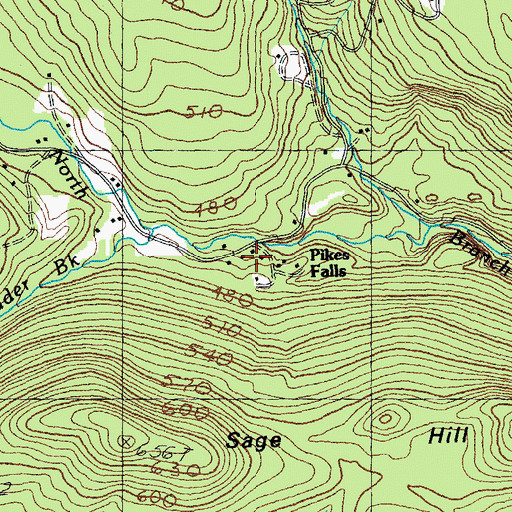 Topographic Map of Pikes Falls Cemetery, VT