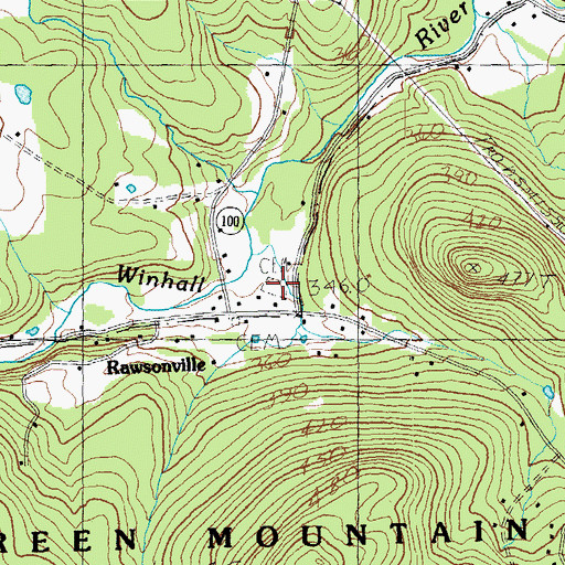 Topographic Map of Rawsonville Cemetery, VT