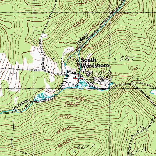 Topographic Map of South Wardsboro Cemetery, VT