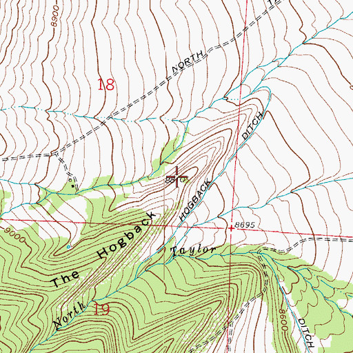 Topographic Map of The Hogback, CO