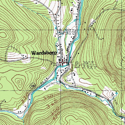Topographic Map of Wardsboro Post Office, VT