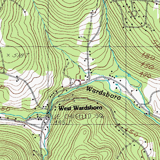 Topographic Map of West Wardsboro Post Office, VT