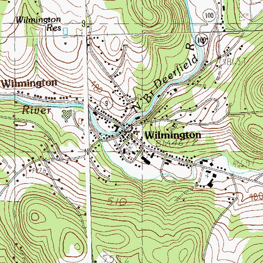 Topographic Map of Wilmington Village Historic District, VT