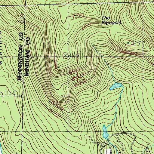 Topographic Map of Winhall Town Forest, VT