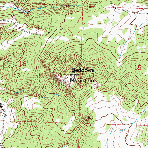 Topographic Map of Beddows Mountain, CO