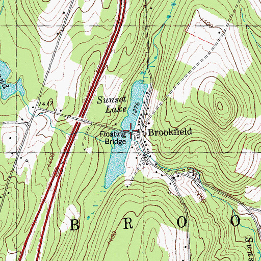 Topographic Map of Brookfield Floating Bridge, VT