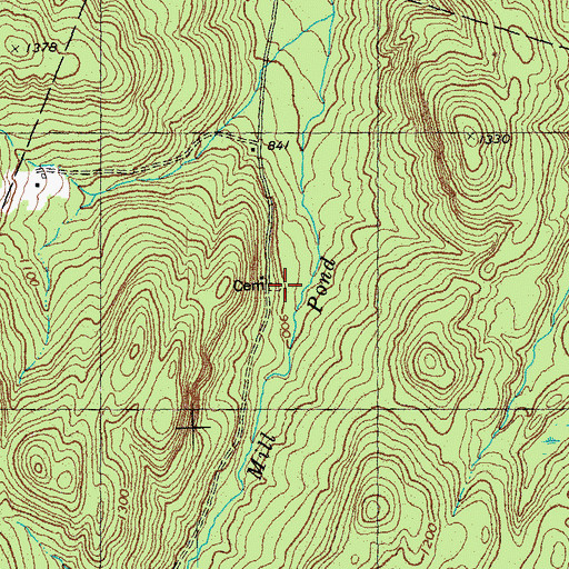 Topographic Map of Brushwood Cemetery, VT