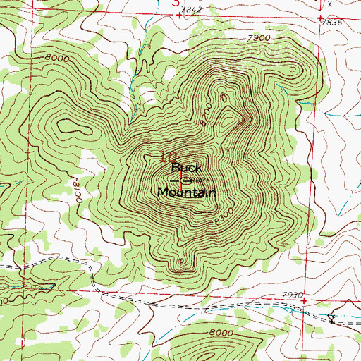 Topographic Map of Buck Mountain, CO
