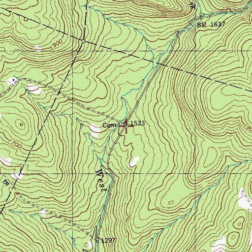 Topographic Map of Buzzell Cemetery, VT