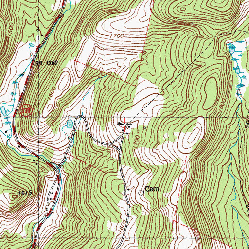 Topographic Map of Camp Sky Acres, VT