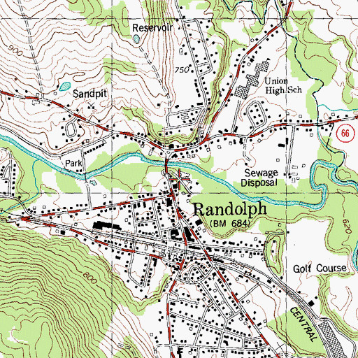 Topographic Map of Chandler Music Hall and Gallery, VT