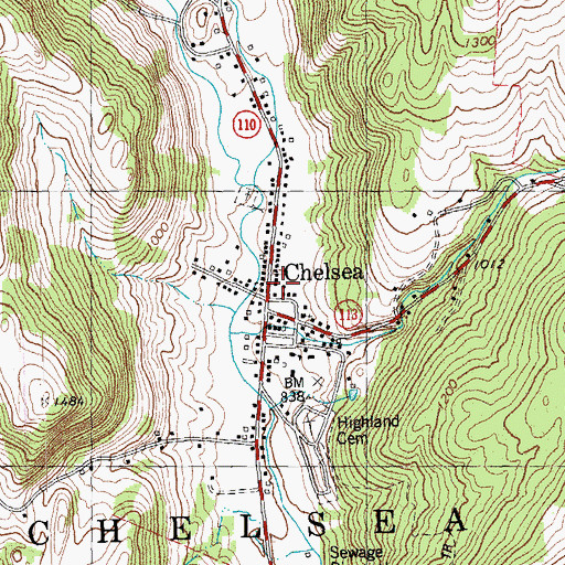 Topographic Map of Chelsea Post Office, VT