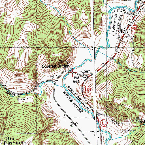 Topographic Map of Cilley Covered Bridge, VT