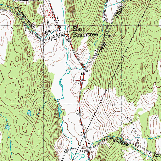 Topographic Map of East Braintree Cemetery, VT