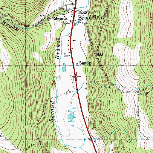 Topographic Map of East Brookfield Cemetery, VT