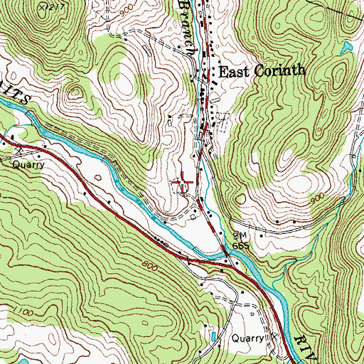 Topographic Map of East Corinth New Cemetery, VT